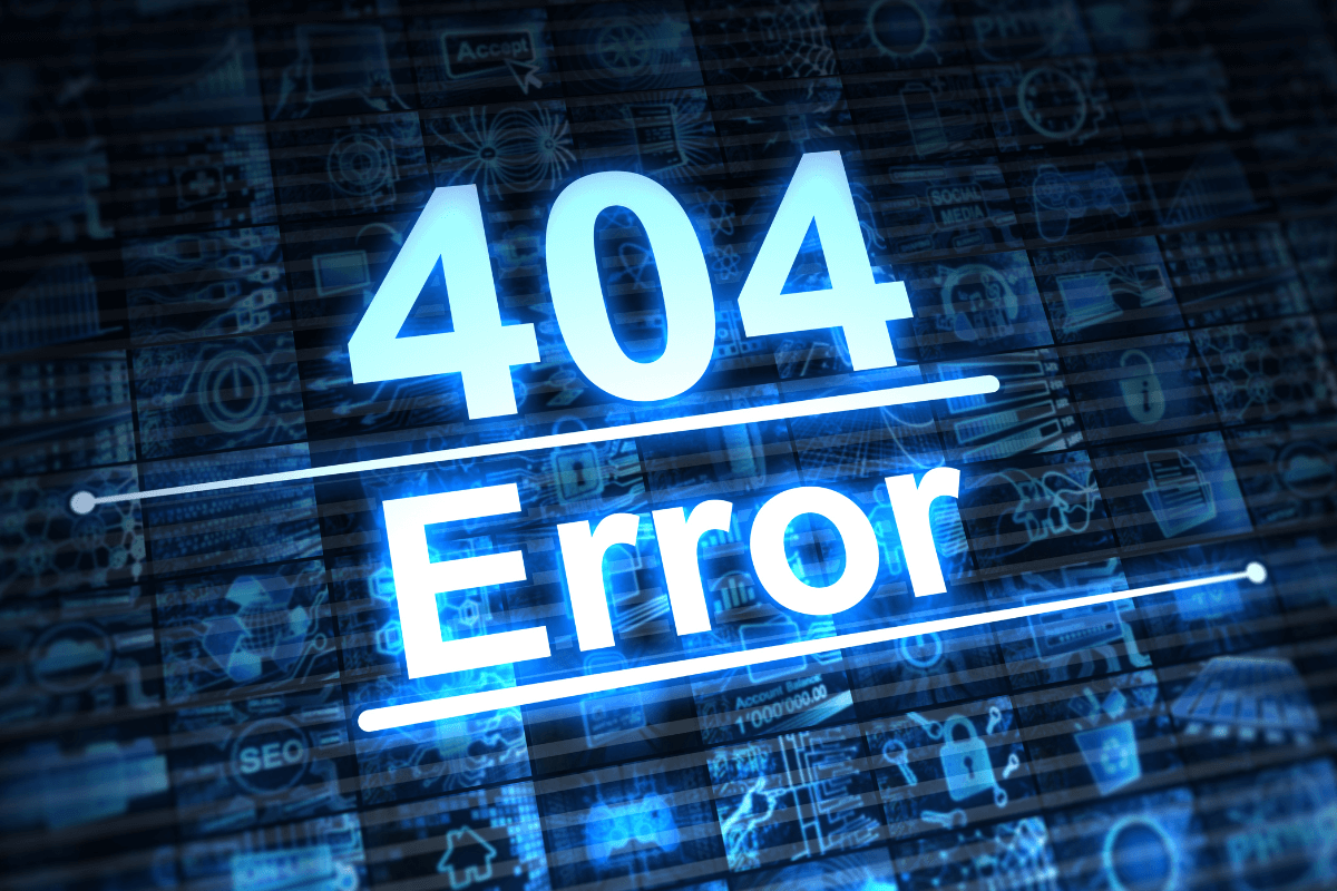 Entenda a diferença técnica entre Soft 404 e Hard 404 Ilustração digital em tons de azul exibindo o código 404 Error, representando a falha de comunicação do servidor em casos de Soft 404 e Hard 404.