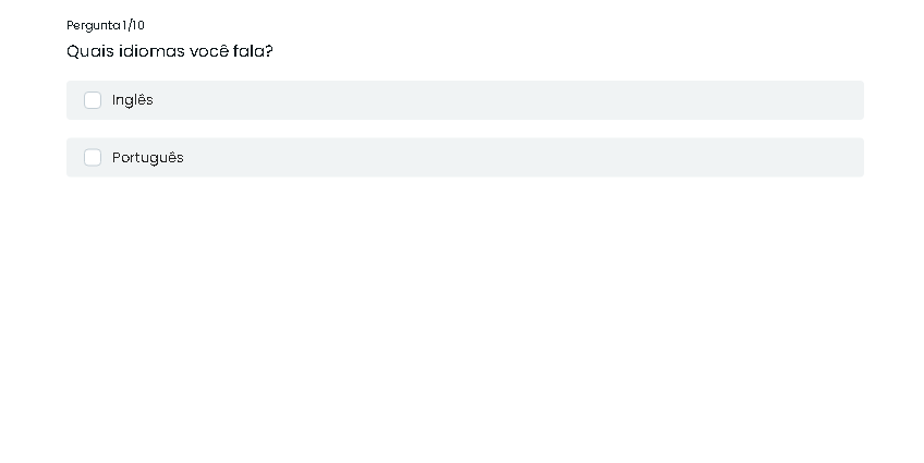 Captura de tela de uma pergunta de qualificação (screener) no Zoombucks perguntando quais idiomas o usuário fala, com opções de Inglês e Português.